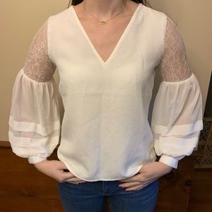 Express Lace Detail Bishop Blouse